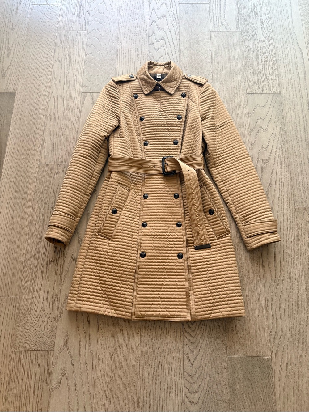 Burberry Quilted Double-Breasted Belted Trench Coat